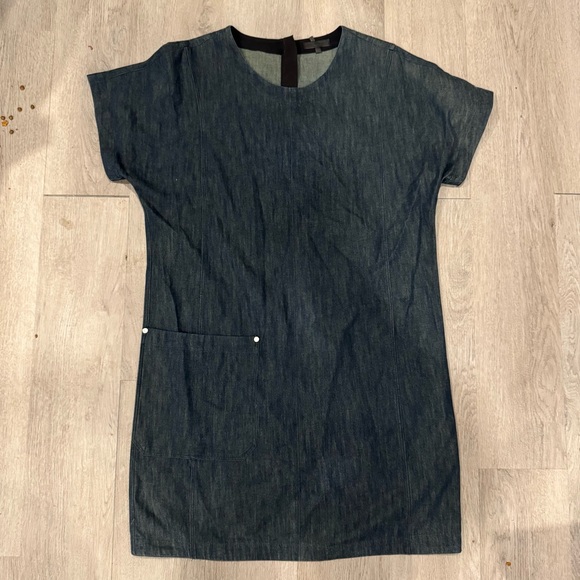 Rag & Bone Dress M Blue Denim Chambray Jean Short Shift Pocket Short Sleeve USA - Picture 1 of 4
